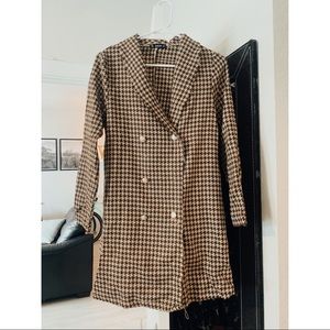 Double Breasted Houndstooth Pea Coat